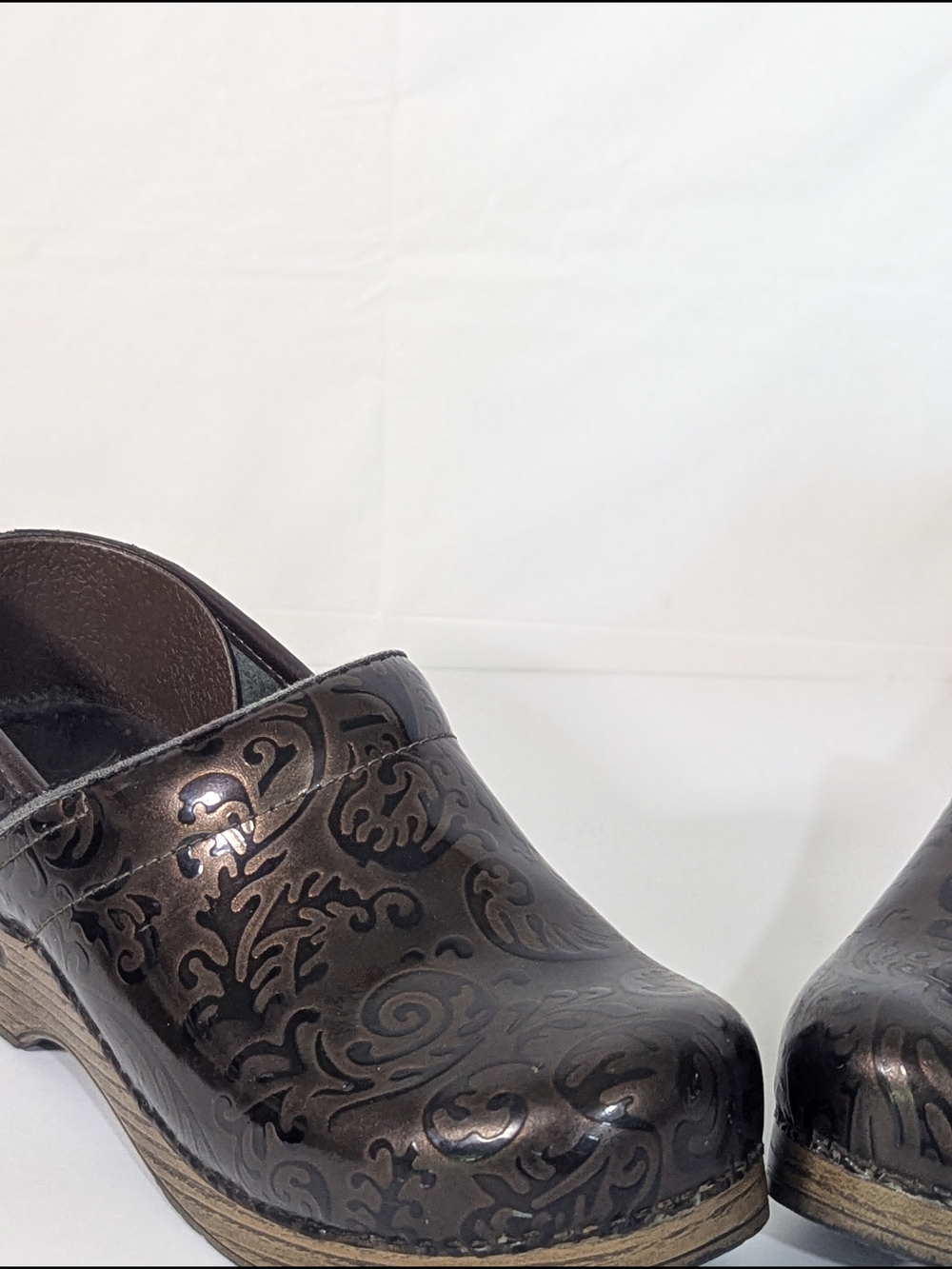 Dansko Professional Tooled Leather Clogs Womens EU 38 Brown Floral Slip Resistan - Picture 2 of 13